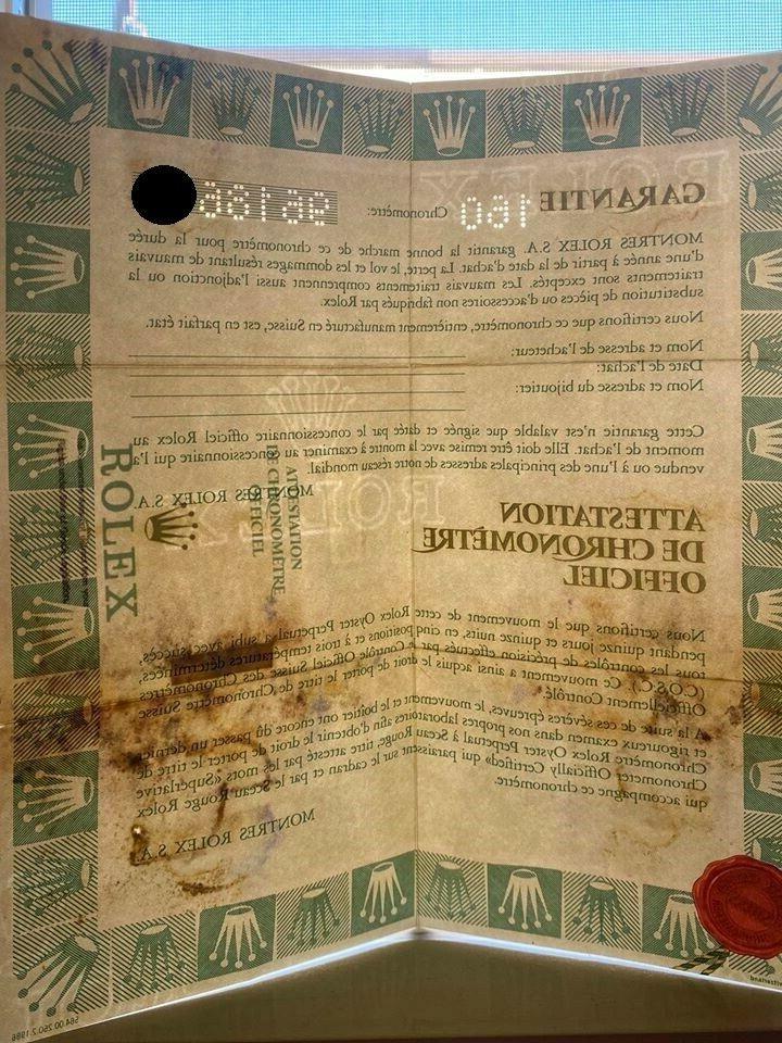 garanzia blank warranty 1986 bianco submariner gmt