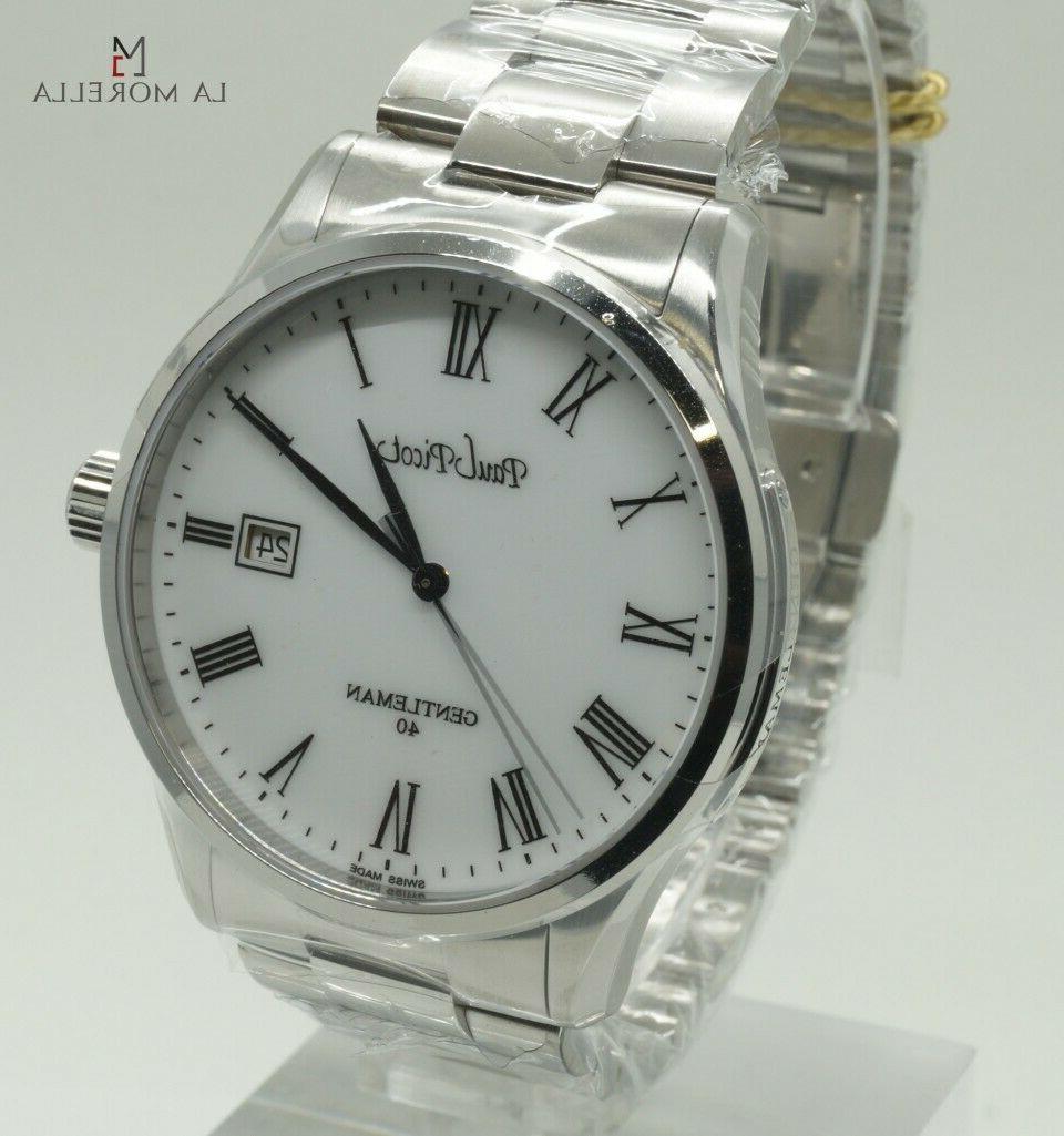 gentleman 40mm bianco orologio n4104 acciaio nuovo