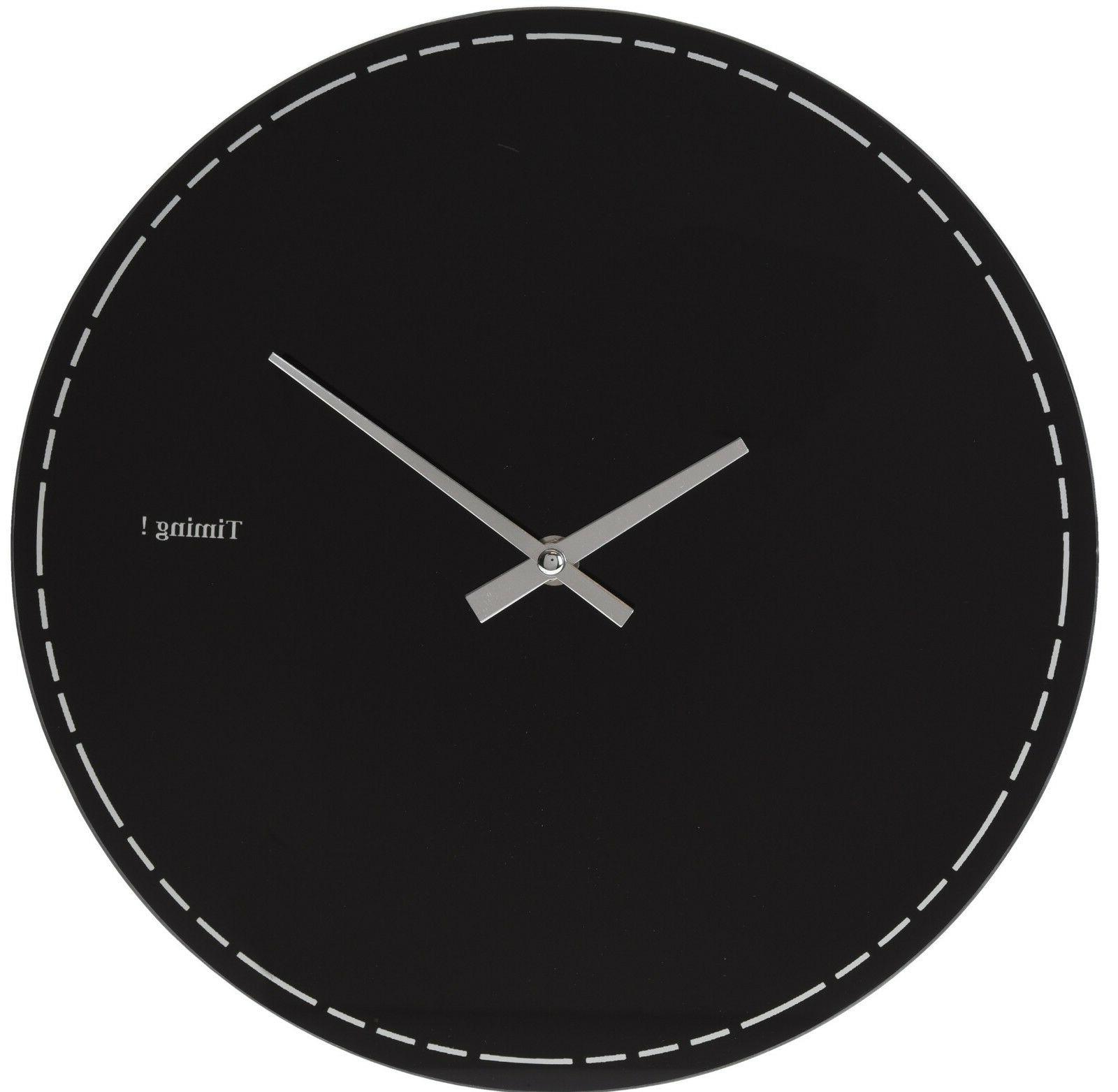 grande 30cm vetro nero orologio da parete