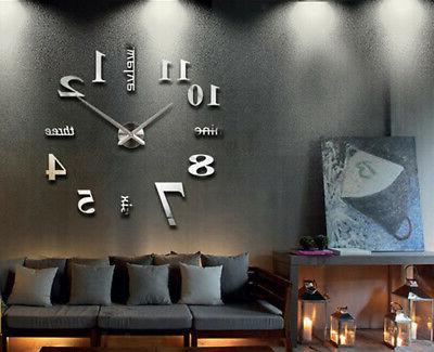 grande orologio da parete 3d numero adesivo