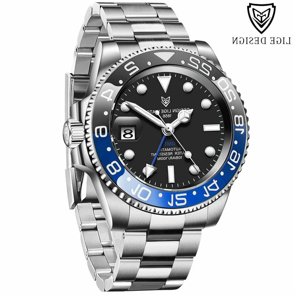 lige design 2020 gmt watch man automatic