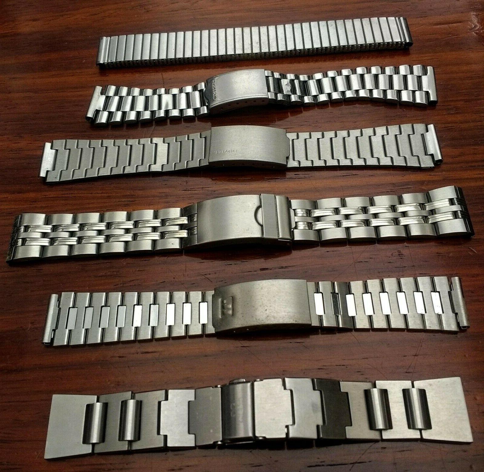 lotto 6 bracciali acciaio vintage orologi watch