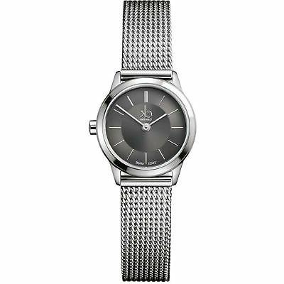 minimal quarzo quadrante nero acciaio argento rete