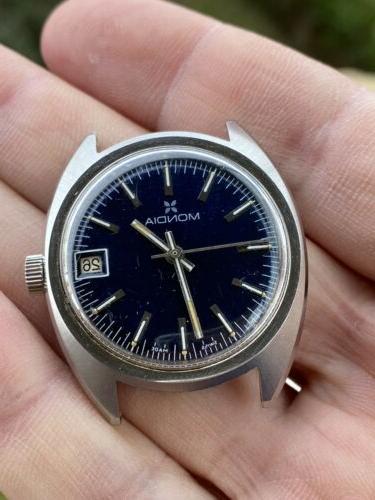 mondia zenith original blue dial vintage watch