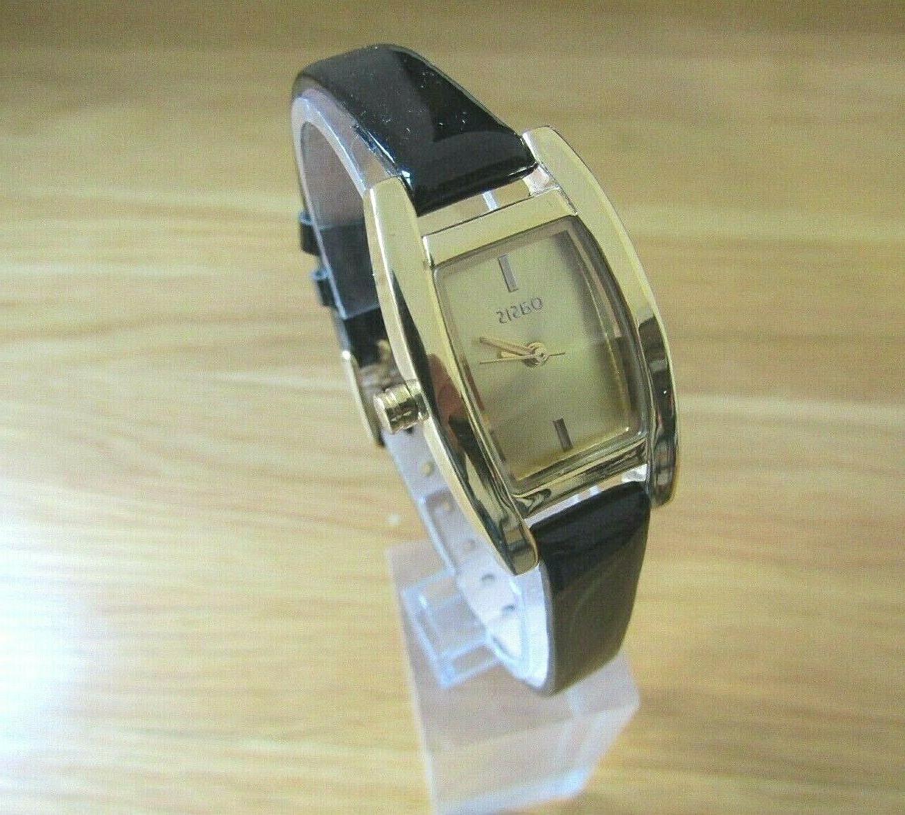 nuovo donna orologio oro rettangolare quadrante nero