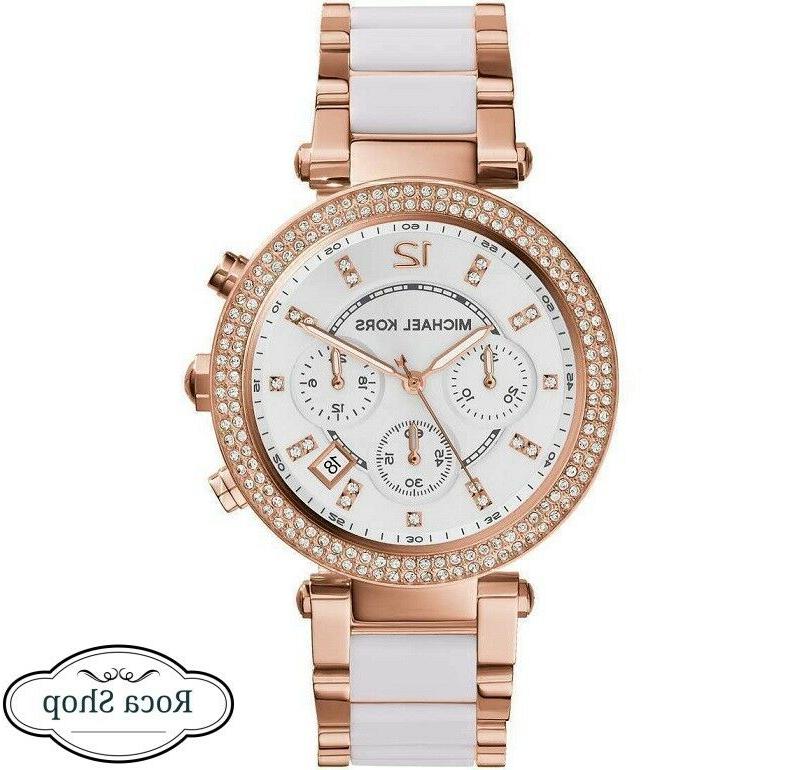 nuovo orologio mk5774 parker oro rosa cronografo