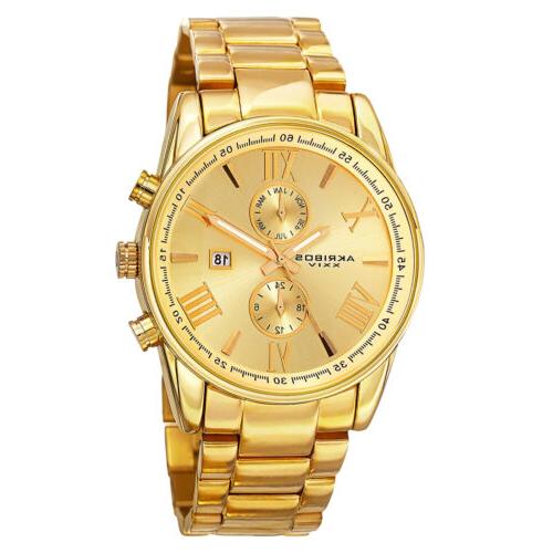 nuovo uomo ak812yg svizzero dual time dorato