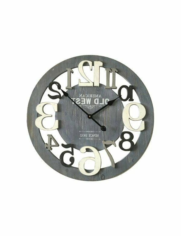 orologio a muro tondo legno grigio bianco