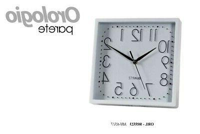 orologio a parete muro quadro 25x25 bianco
