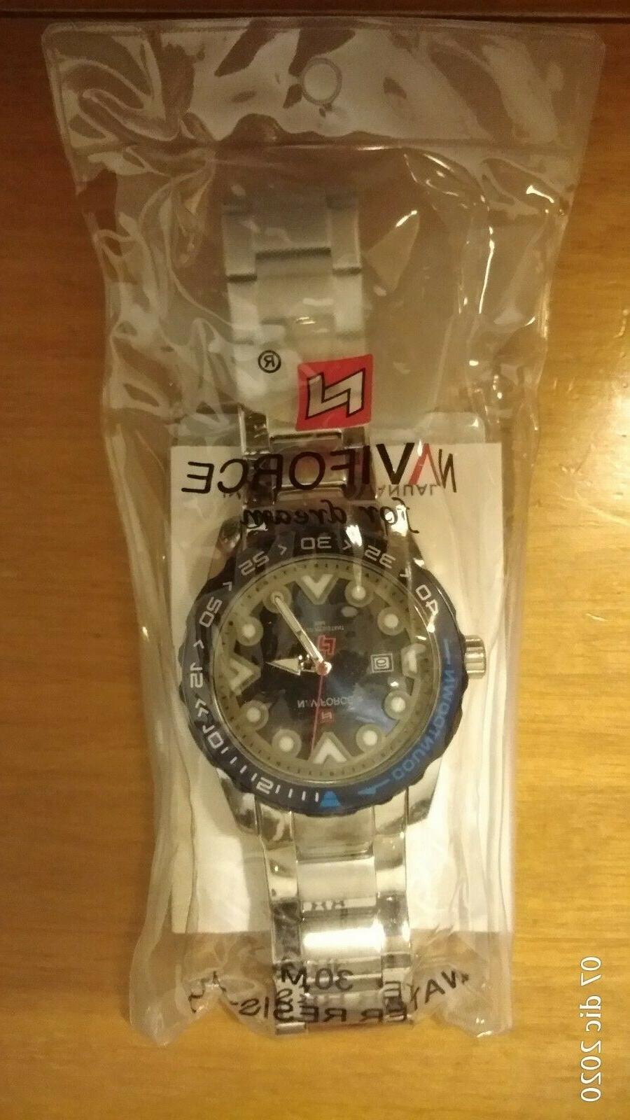 orologio acciao quadrante blu