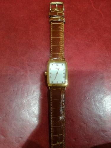 orologio automatico in pelle quadrante rettangolare oro