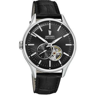 orologio automatico uomo in acciaio e pelle