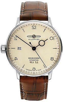 orologio automatico uomo lz129 hindenburg cinturino braun