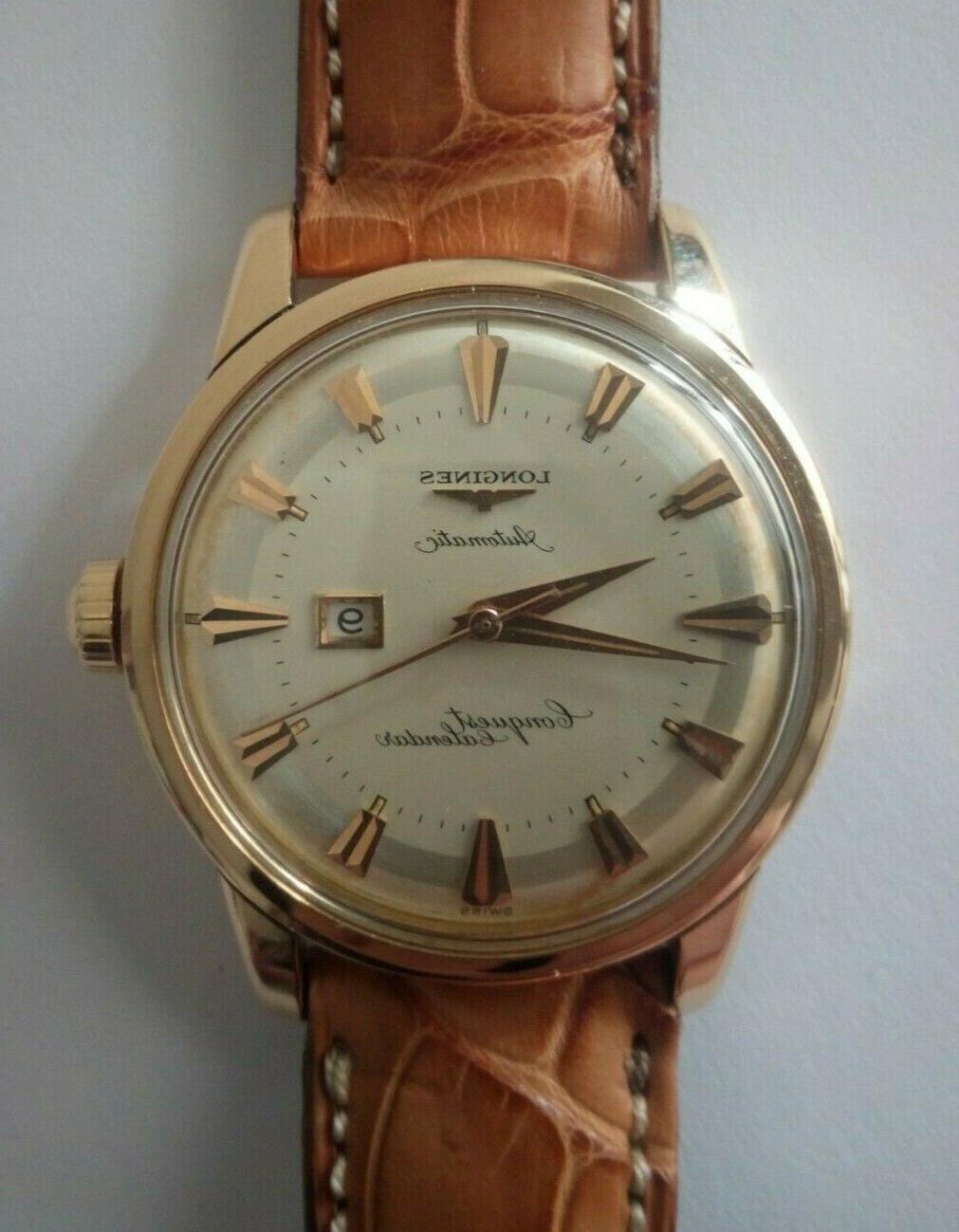 orologio conquest calendar oro18k automatico vintage anni