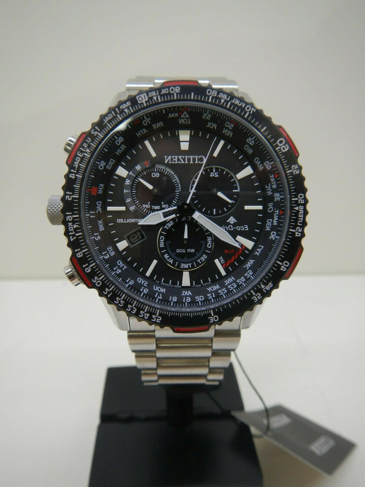 orologio crono pilot radiocontrollato eco drive acciaio
