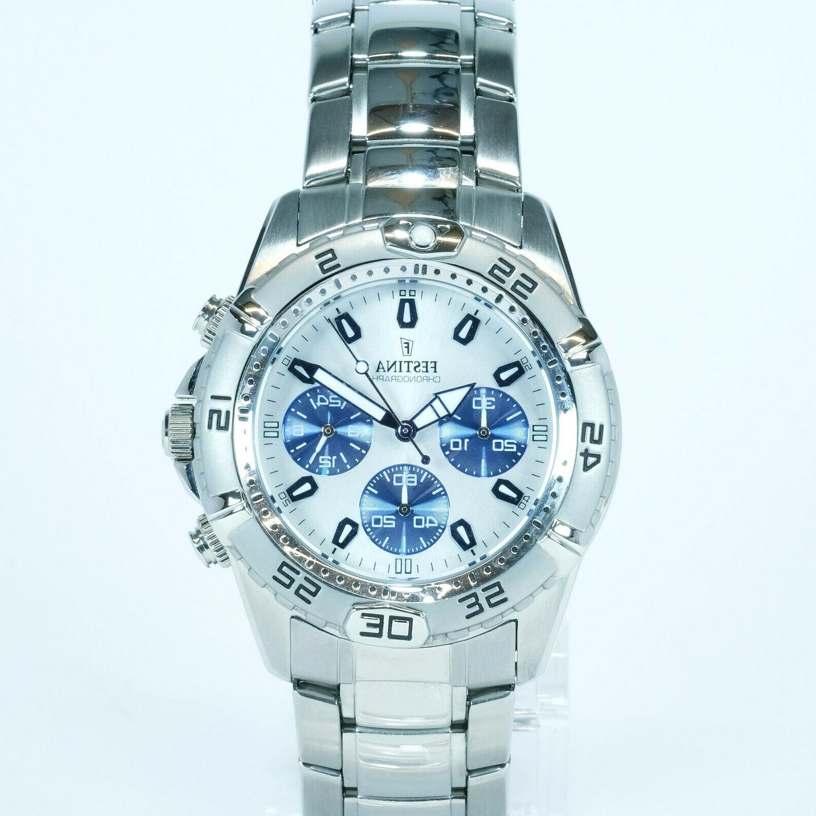 orologio cronografo acciaio uomo doppio cinturino 40mm