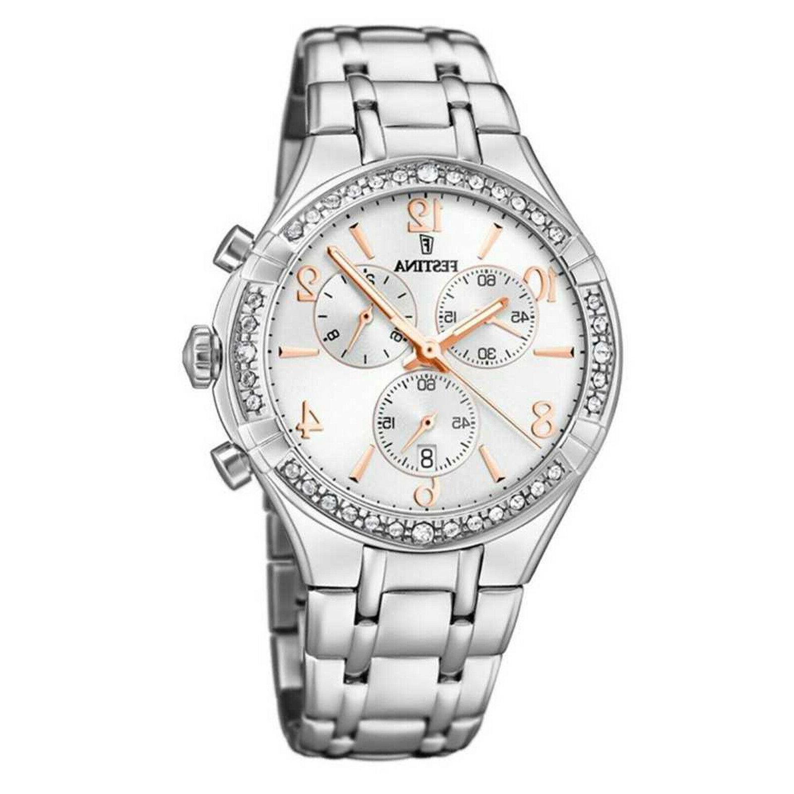 orologio cronografo da donna in acciaio elegante