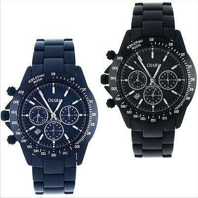 orologio cronografo unisex chrono alluminio nero blu