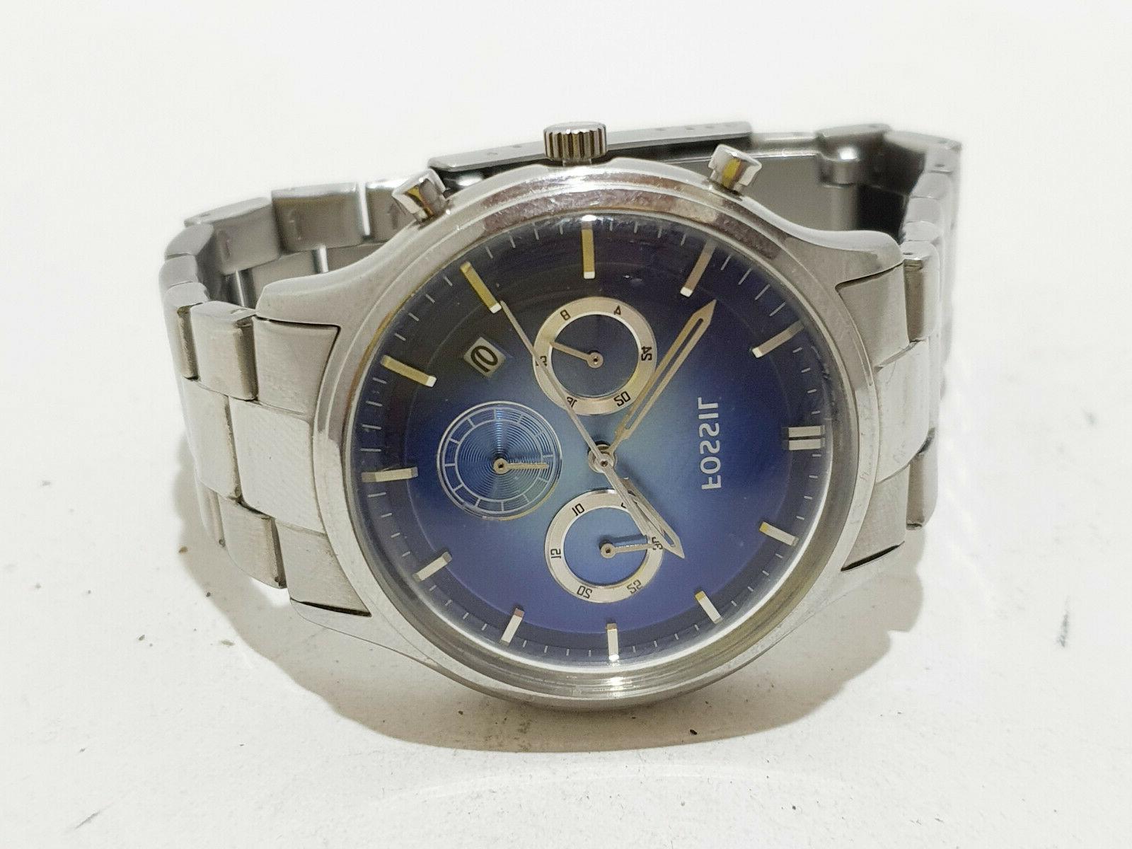 orologio cronografo uomo acciaio blu dial data