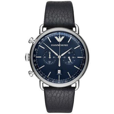 orologio cronografo uomo ar11105 cinturino pelle blu