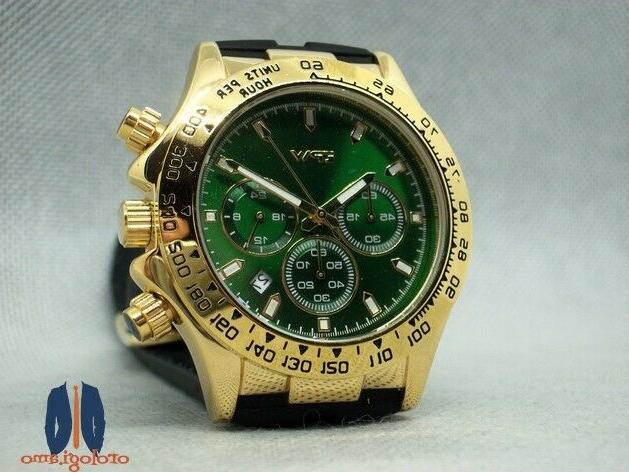 orologio cronografo uomo daytona style gold green