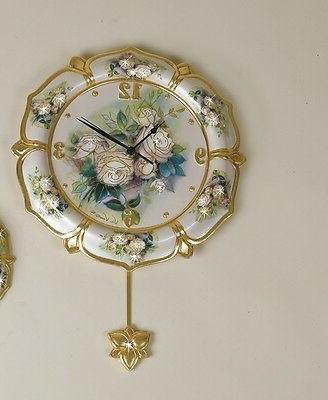 orologio da muro a pendolo ceramica oro