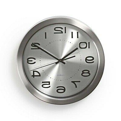 orologio da parete 30cm acciaio inox argento