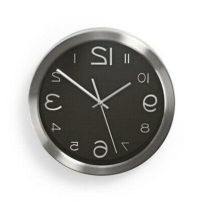 orologio da parete 30cm acciaio inox nero