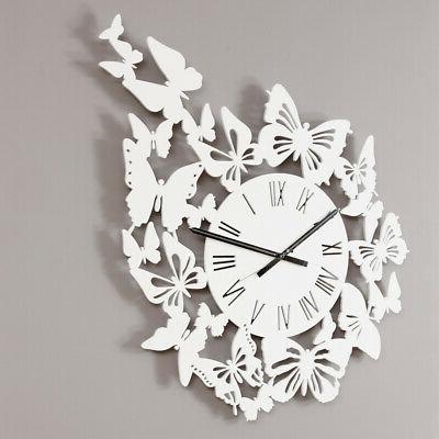 orologio da parete con farfalle in legno