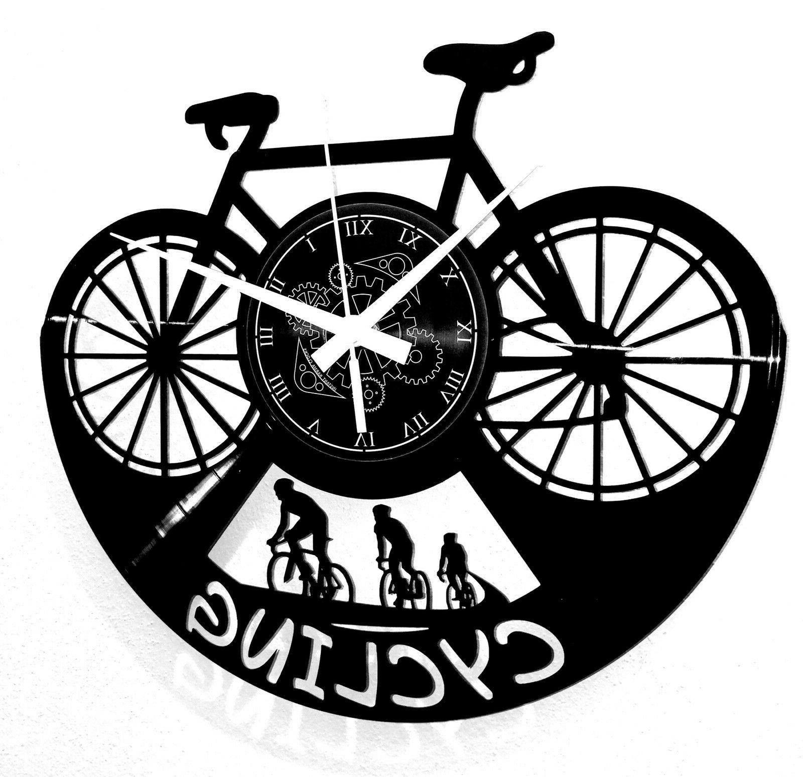 orologio da parete disco in vinile cycling