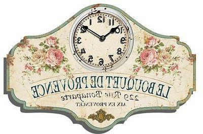 orologio da parete legno stampa fiori shabby