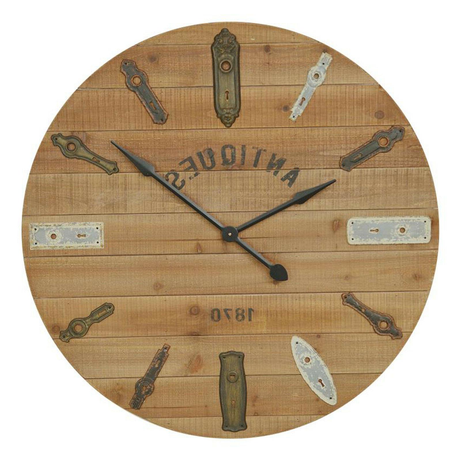 orologio da parete rotondo in legno naturale