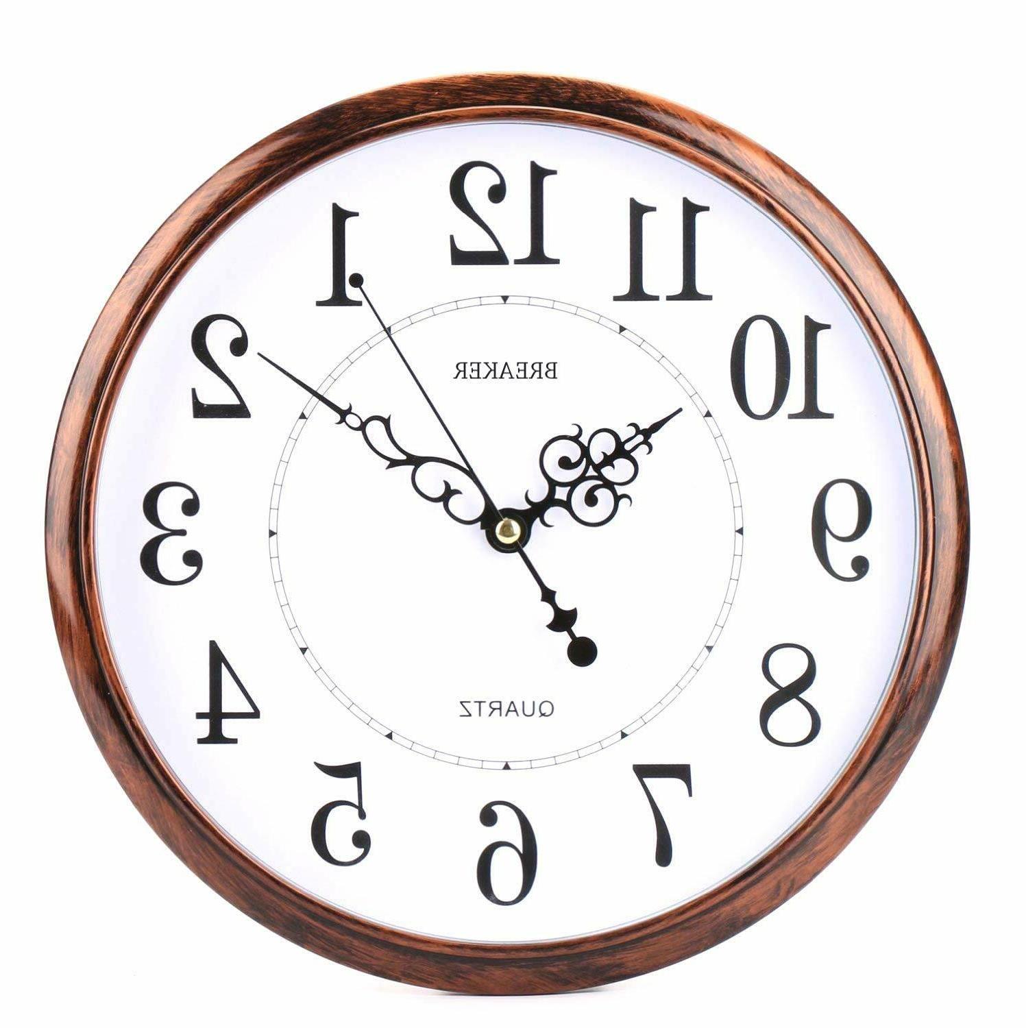 orologio da parete tondo effetto legno antichizzato