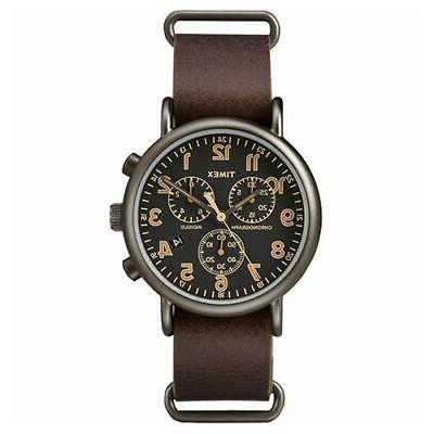 orologio uomo weekender tw2p85400 indiglo pelle marrone