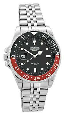 O Da Polso Uomo Gmt 9198h Acciaio Nero Rosso Diving Sub