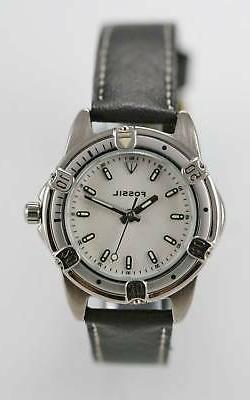 O Da Uomo Acciaio Inox Argento Acqua Resistente Nero Pelle B