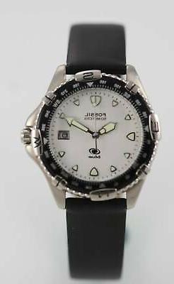 O Da Uomo Acciaio Inox Argento Nero Pelle 50m Bianco Quarzo