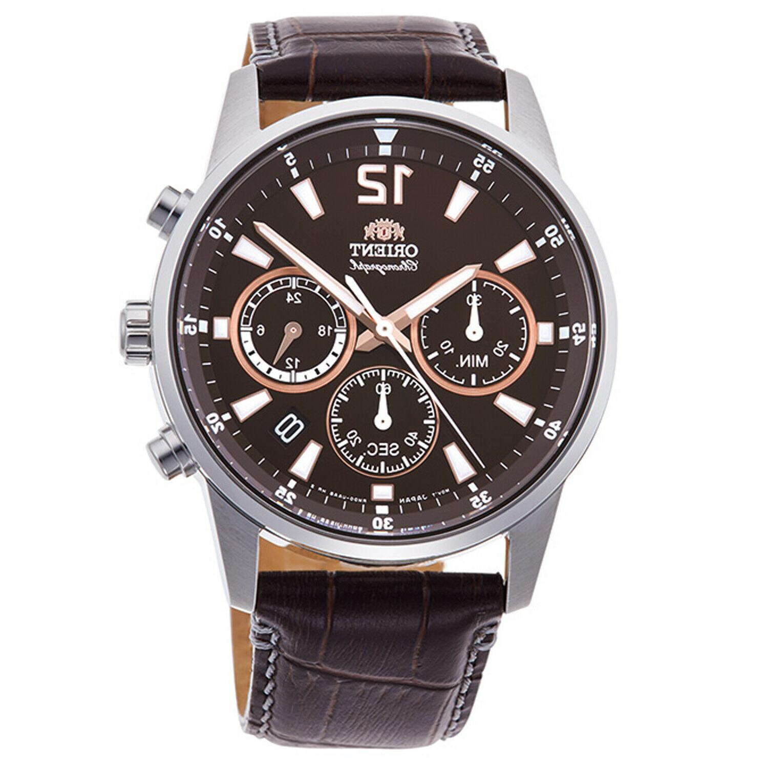 orologio da uomo cronografo quarzo polso marrone