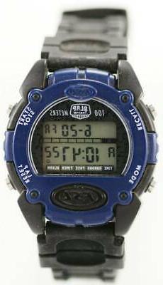 O Da Uomo Fsl Blu Gomma Nera Passo Allarme Timer Chrono Batt