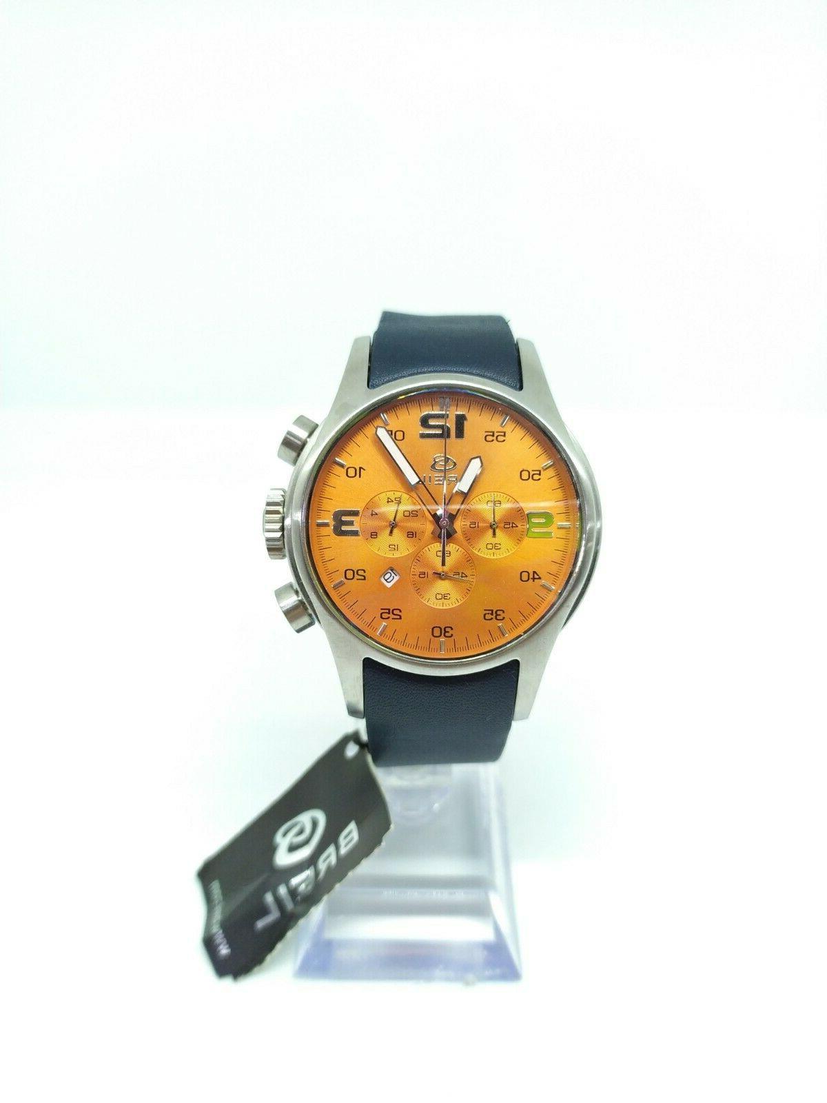 orologio da uomo quadrante arancio cinturino in