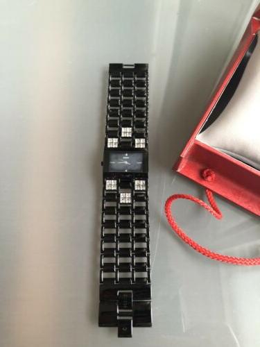 orologio donna acciaio bracciale nero con strass