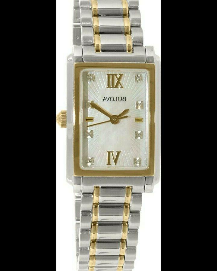 orologio donna bulova collezione diamonds rettangolare bicol