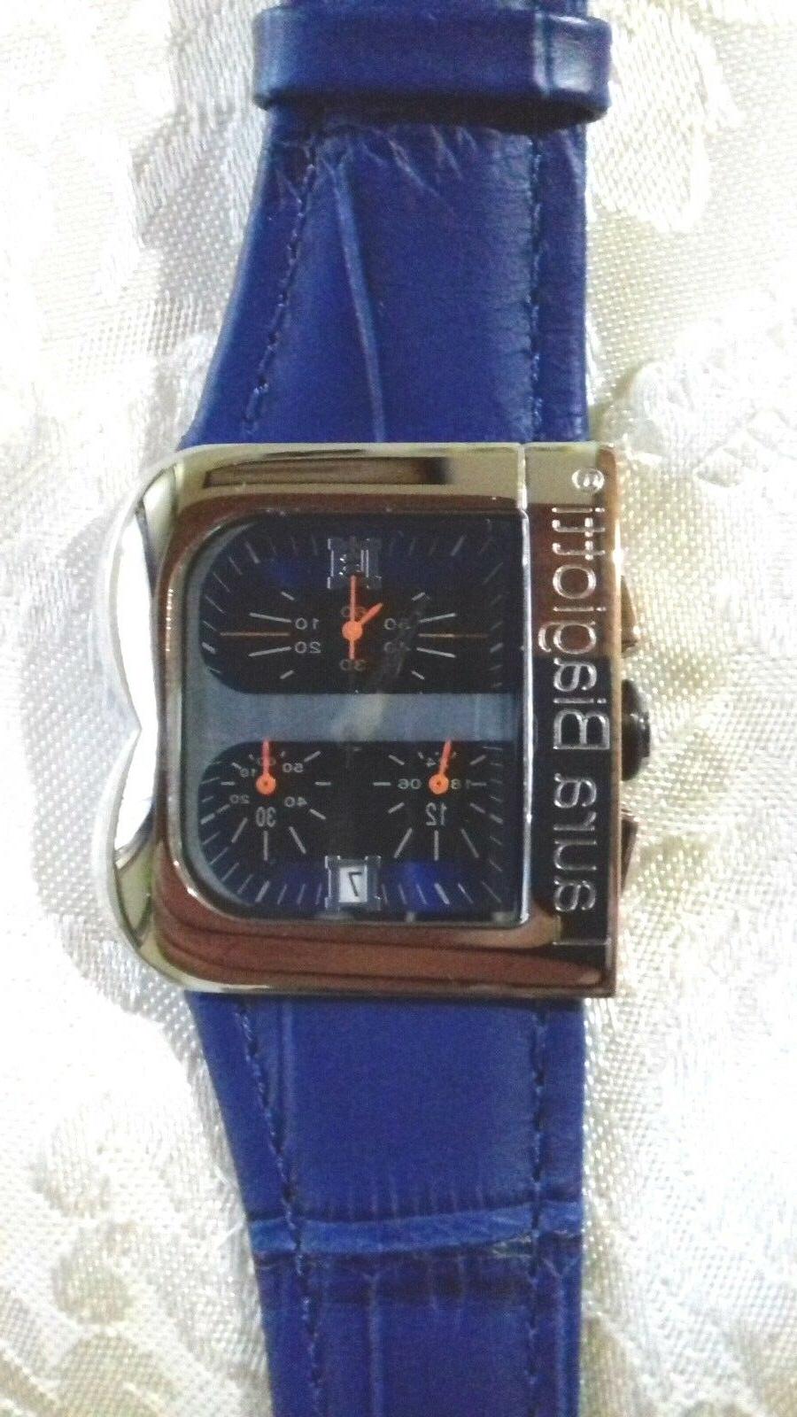 orologio donna cinturino in pelle blu cronografo