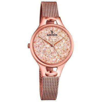 orologio donna mademoiselle acciaio rosato cristalli rosa