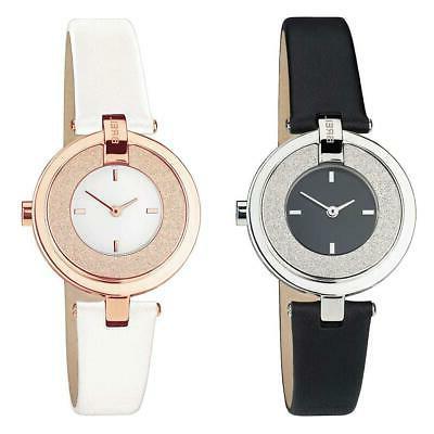 orologio donna ogy vera pelle nero bianco