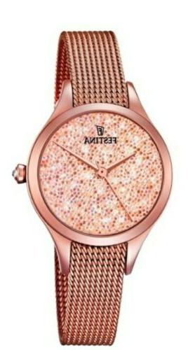 orologio donna quartz quadrante swarovski cassa rose