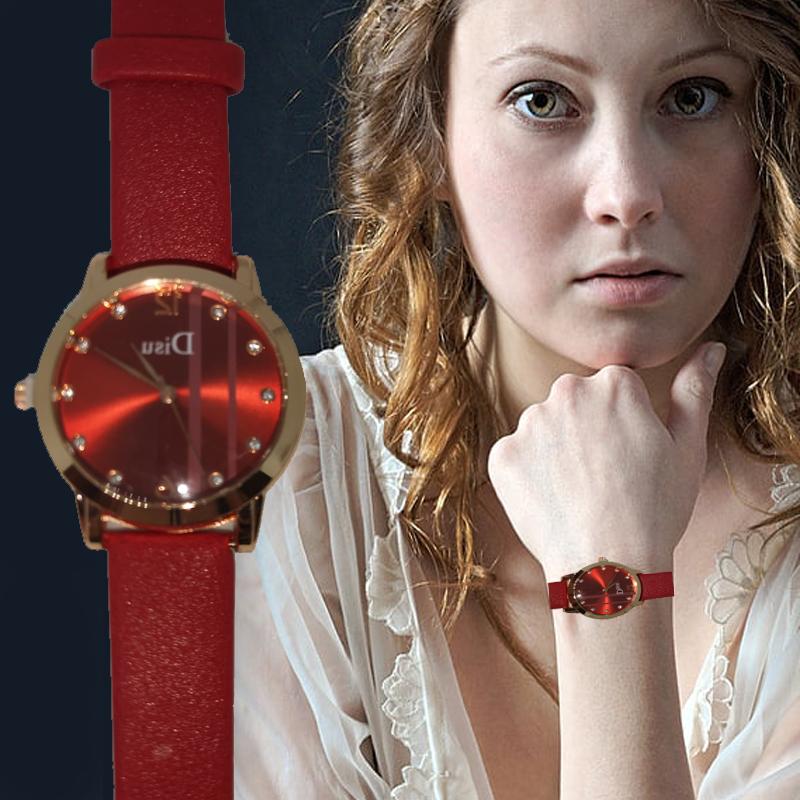 orologio donna rosso quadrante piccolo lucido dorato