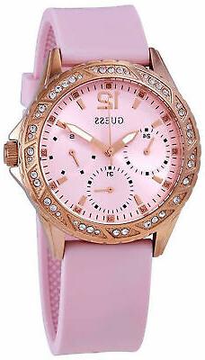 O Donna Guess Watches Ladies Sparkling Pink W0032l9 Di Gomma