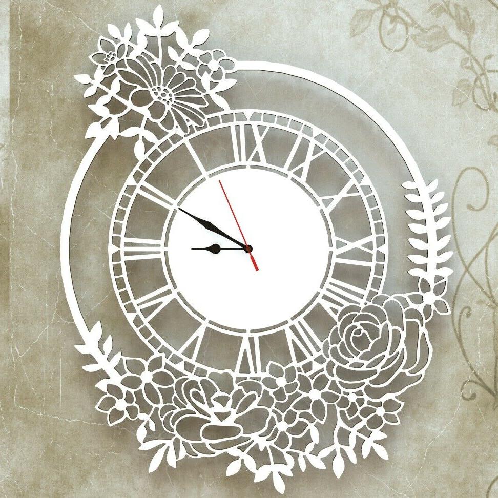 orologio floreale shabby parete arredo design bianco
