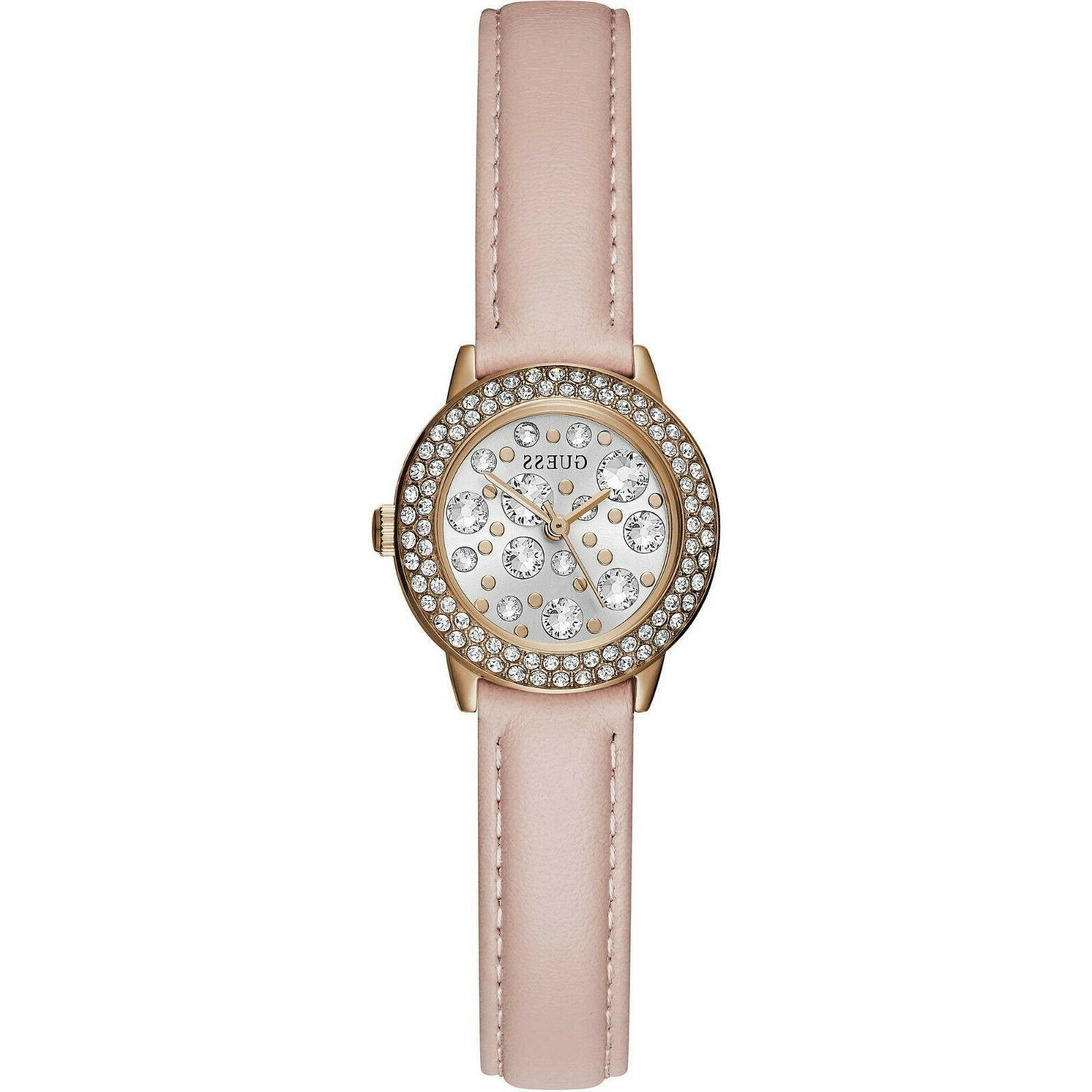 orologio gem con cinturino in pelle rosa